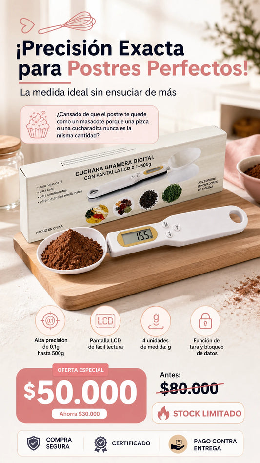 CUCHARA GRAMERA DIGITAL CON PANTALLA LCD 🥄⚖️